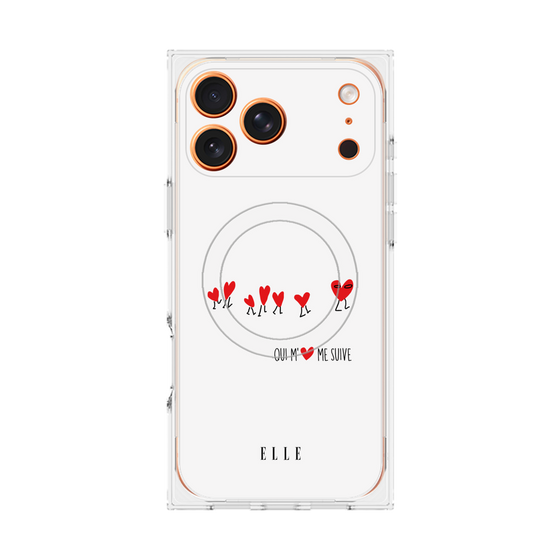 プレミアムスクエアケース with MagSafe［ ELLE - Let who love me follow me - ホワイト ］