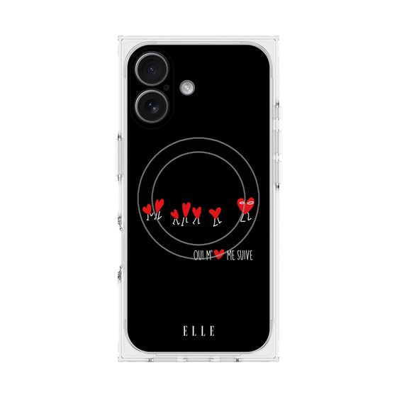 プレミアムスクエアケース with MagSafe［ ELLE - Let who love me follow me - ブラック ］