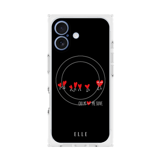 プレミアムスクエアケース with MagSafe［ ELLE - Let who love me follow me - ブラック ］