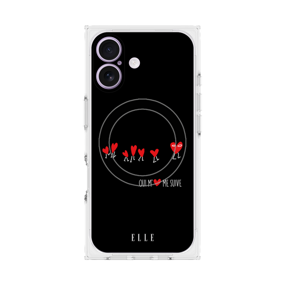 プレミアムスクエアケース with MagSafe［ ELLE - Let who love me follow me - ブラック ］