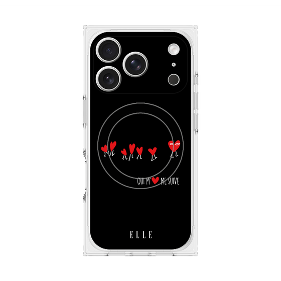 プレミアムスクエアケース with MagSafe［ ELLE - Let who love me follow me - ブラック ］