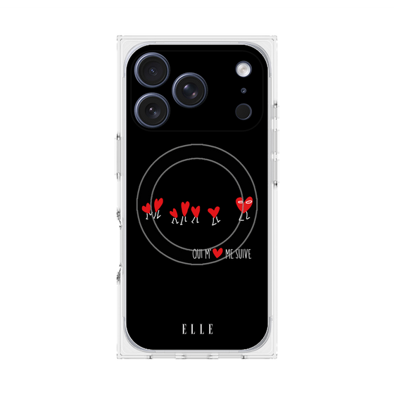 プレミアムスクエアケース with MagSafe［ ELLE - Let who love me follow me - ブラック ］