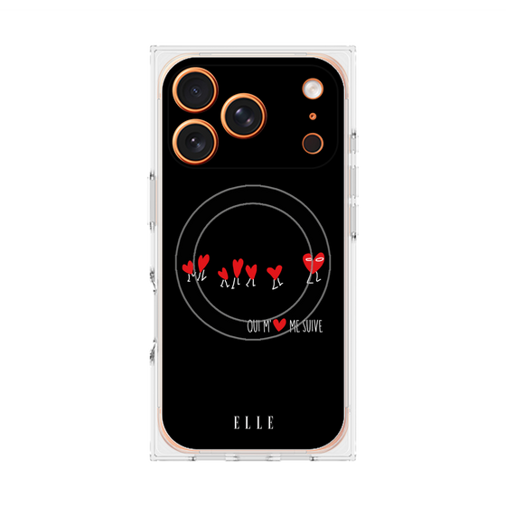 プレミアムスクエアケース with MagSafe［ ELLE - Let who love me follow me - ブラック ］