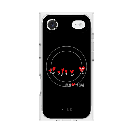 プレミアムスクエアケース with MagSafe［ ELLE - Let who love me follow me - ブラック ］