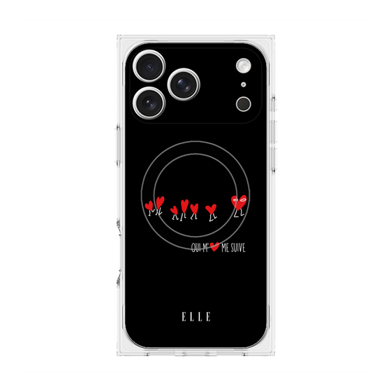 プレミアムスクエアケース with MagSafe［ ELLE - Let who love me follow me - ブラック ］