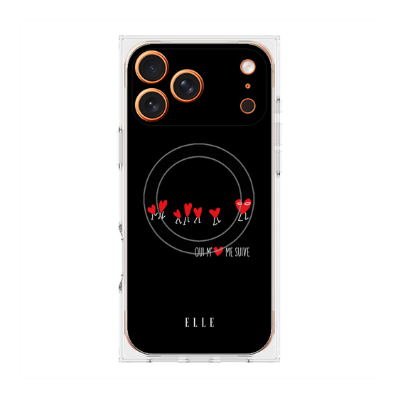 プレミアムスクエアケース with MagSafe［ ELLE - Let who love me follow me - ブラック ］