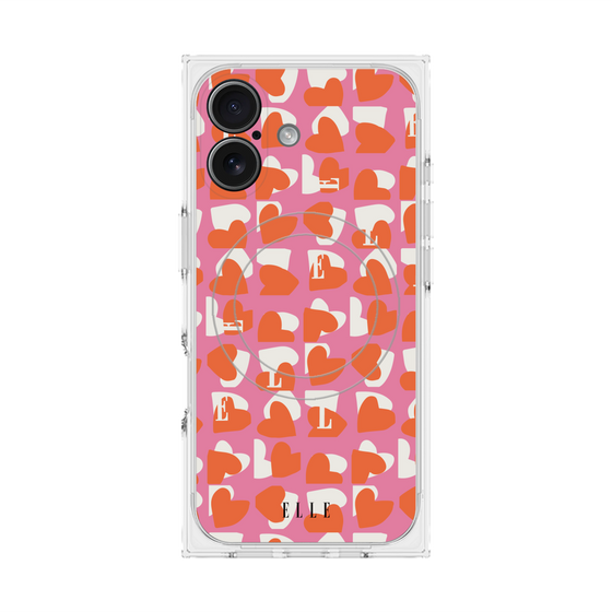 プレミアムスクエアケース with MagSafe［ ELLE - Saint Valentin - ピンク ］