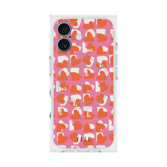 プレミアムスクエアケース with MagSafe［ ELLE - Saint Valentin - ピンク ］