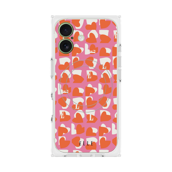 プレミアムスクエアケース with MagSafe［ ELLE - Saint Valentin - ピンク ］