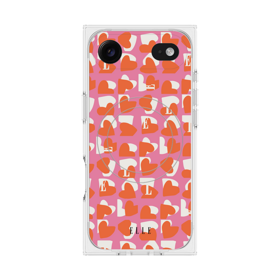 プレミアムスクエアケース with MagSafe［ ELLE - Saint Valentin - ピンク ］