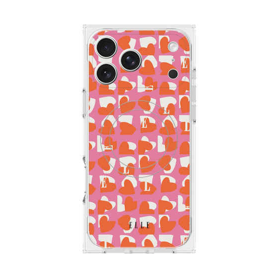 プレミアムスクエアケース with MagSafe［ ELLE - Saint Valentin - ピンク ］