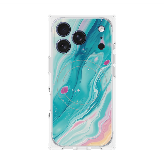 プレミアムスクエアケース with MagSafe［ Color Rain - オリジナル - Serene Wave ］
