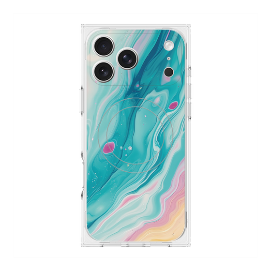 プレミアムスクエアケース with MagSafe［ Color Rain - オリジナル - Serene Wave ］