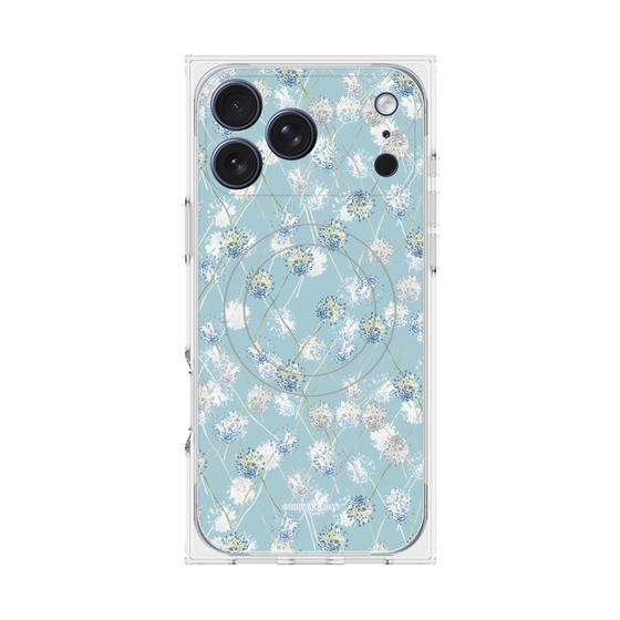 プレミアムスクエアケース with MagSafe［ 日比谷花壇 - DelicateGeometry - ライトブルー ］