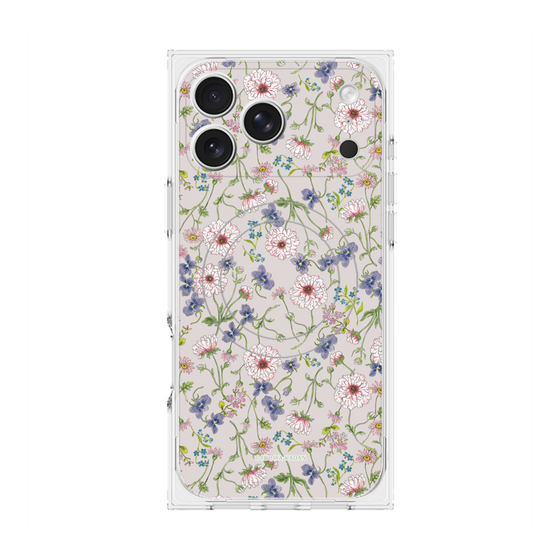 プレミアムスクエアケース with MagSafe［ 日比谷花壇 - FloralSymphony - ベージュ ］
