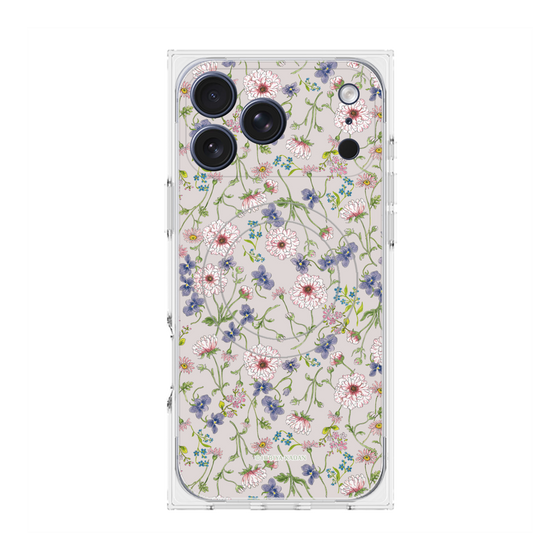 プレミアムスクエアケース with MagSafe［ 日比谷花壇 - FloralSymphony - ベージュ ］