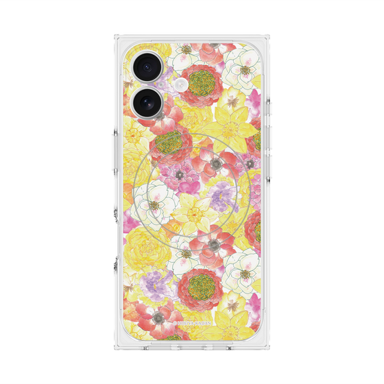 プレミアムスクエアケース with MagSafe［ 日比谷花壇 - HarmonyinBloom - イエロー ］