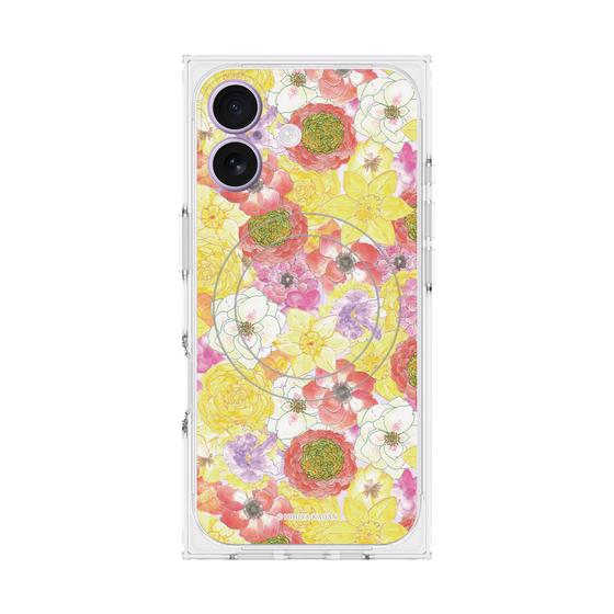 プレミアムスクエアケース with MagSafe［ 日比谷花壇 - HarmonyinBloom - イエロー ］