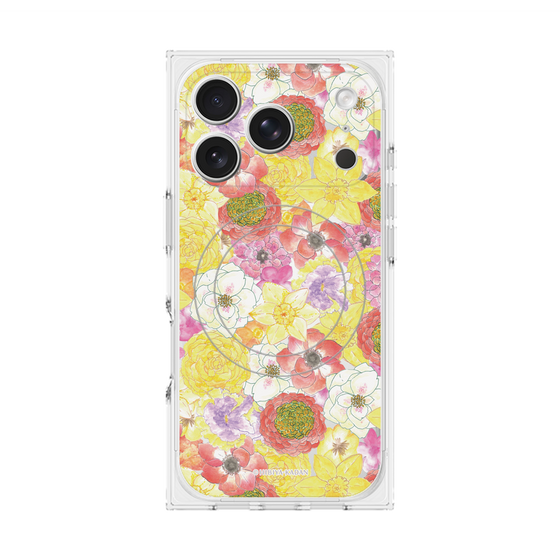 プレミアムスクエアケース with MagSafe［ 日比谷花壇 - HarmonyinBloom - イエロー ］