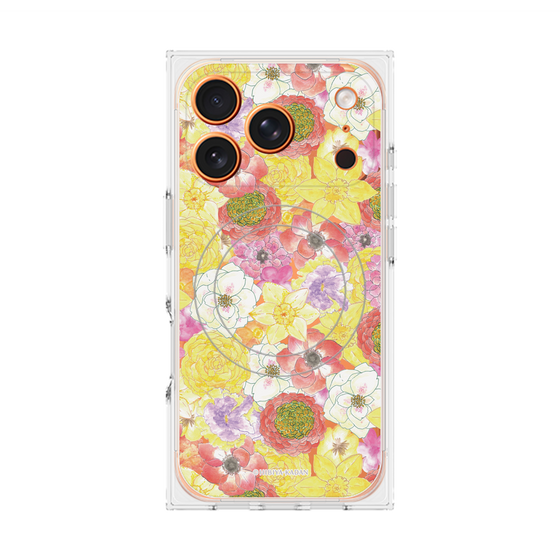 プレミアムスクエアケース with MagSafe［ 日比谷花壇 - HarmonyinBloom - イエロー ］