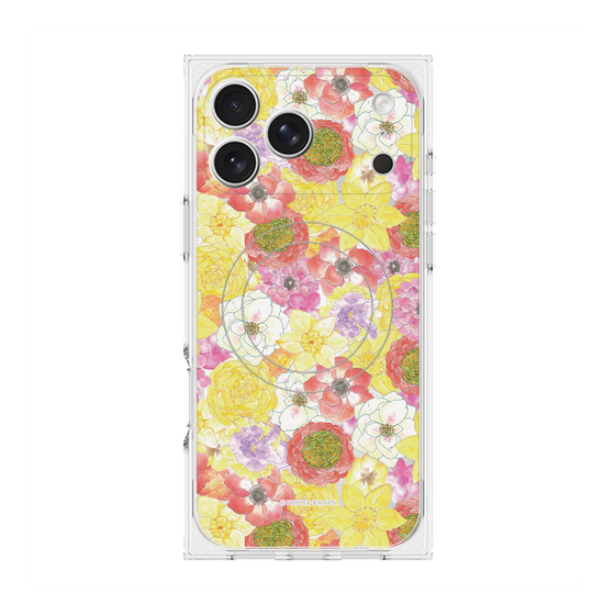 プレミアムスクエアケース with MagSafe［ 日比谷花壇 - HarmonyinBloom - イエロー ］