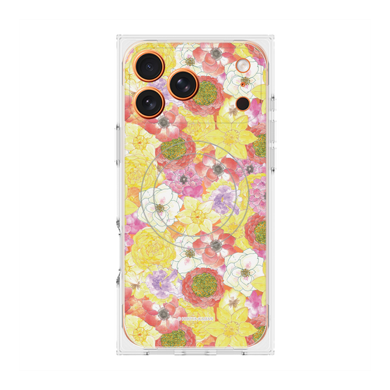 プレミアムスクエアケース with MagSafe［ 日比谷花壇 - HarmonyinBloom - イエロー ］