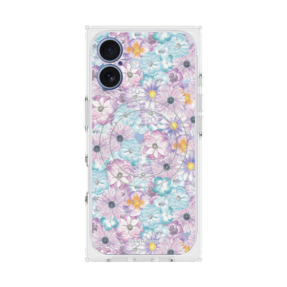 プレミアムスクエアケース with MagSafe［ 日比谷花壇 - HarmonyinBloom - パープル ］