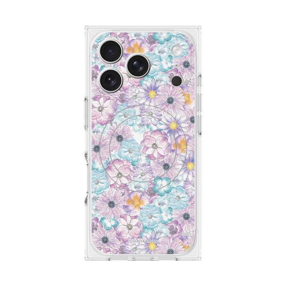 プレミアムスクエアケース with MagSafe［ 日比谷花壇 - HarmonyinBloom - パープル ］
