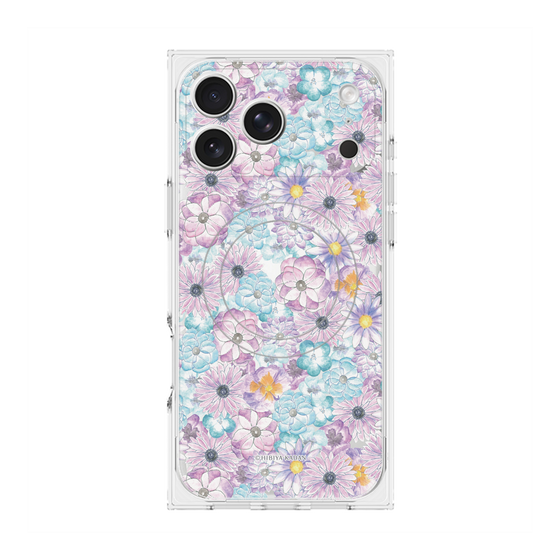 プレミアムスクエアケース with MagSafe［ 日比谷花壇 - HarmonyinBloom - パープル ］