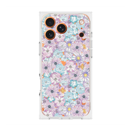 プレミアムスクエアケース with MagSafe［ 日比谷花壇 - HarmonyinBloom - パープル ］