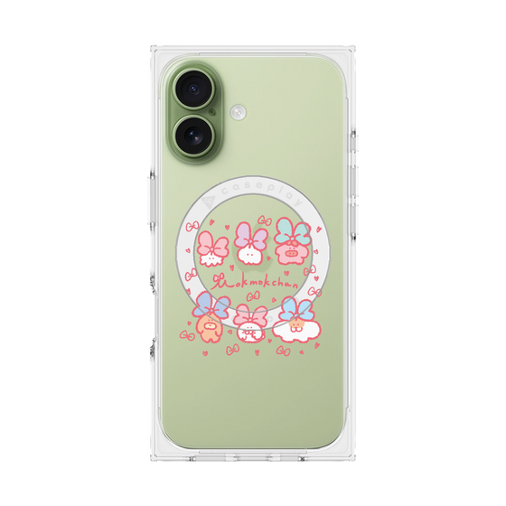 プレミアムスクエアケース with MagSafe［ もくもくちゃん - リボン ］