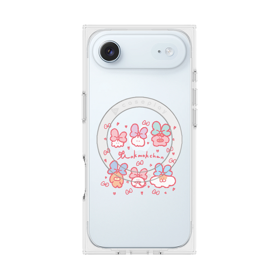 プレミアムスクエアケース with MagSafe［ もくもくちゃん - リボン ］