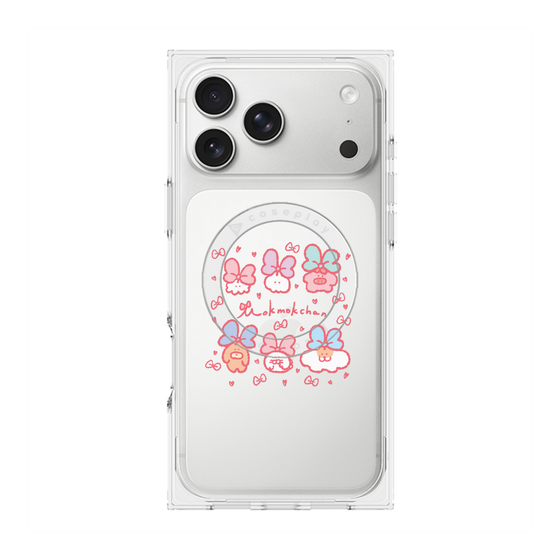 プレミアムスクエアケース with MagSafe［ もくもくちゃん - リボン ］