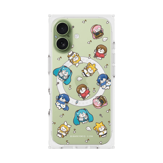 プレミアムスクエアケース with MagSafe［ しろたん×初音ミク - 総柄 - クリア ］