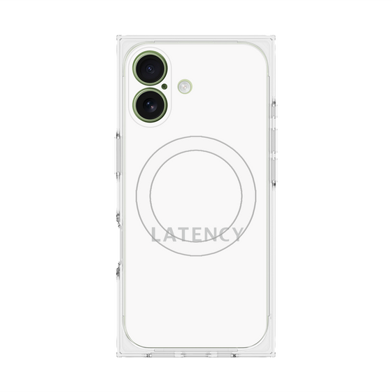 プレミアムスクエアケース with MagSafe［ LATENCY - Logotype - White ］