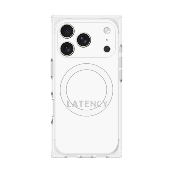 プレミアムスクエアケース with MagSafe［ LATENCY - Logotype - White ］