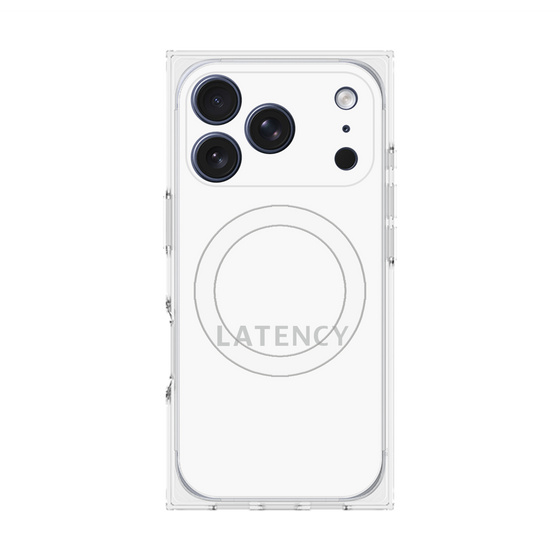 プレミアムスクエアケース with MagSafe［ LATENCY - Logotype - White ］