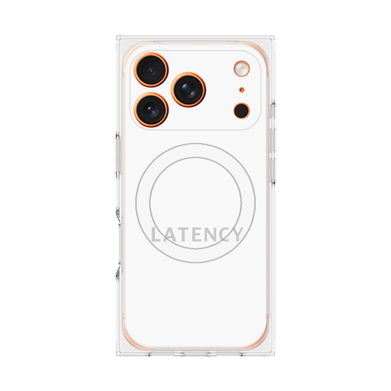 プレミアムスクエアケース with MagSafe［ LATENCY - Logotype - White ］
