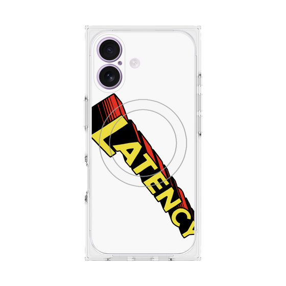 プレミアムスクエアケース with MagSafe［ LATENCY - Rock logo - White ］