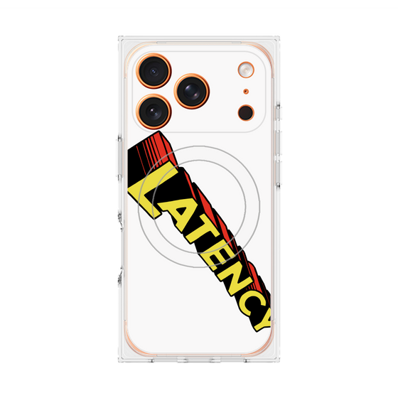 プレミアムスクエアケース with MagSafe［ LATENCY - Rock logo - White ］