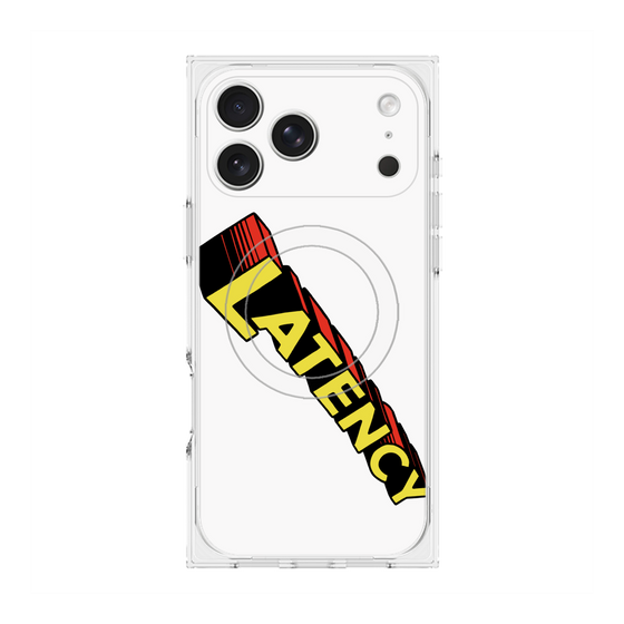 プレミアムスクエアケース with MagSafe［ LATENCY - Rock logo - White ］