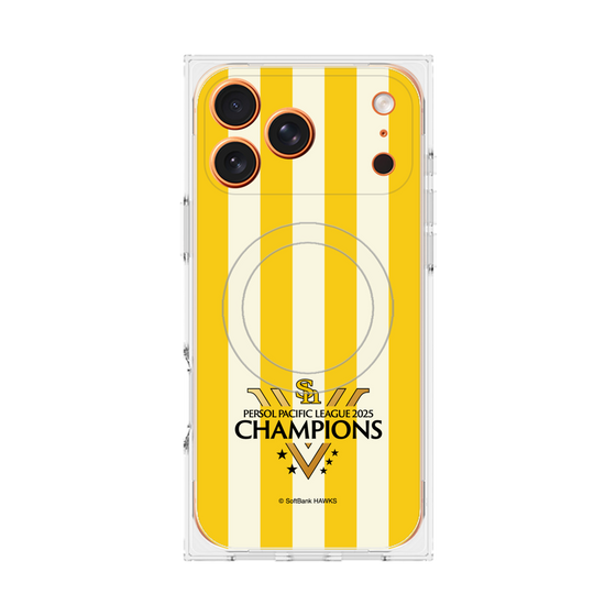 プレミアムスクエアケース with MagSafe［ 福岡ソフトバンクホークス - PERSOL PACIFIC LEAGUE 2025 CHAMOIONS ロゴ - ストライプ ］