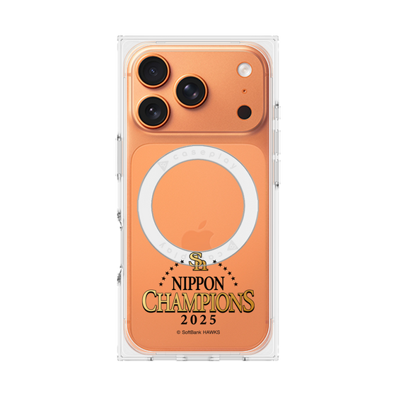 プレミアムスクエアケース with MagSafe［ 福岡ソフトバンクホークス - NIPPON CHAMPIONS 2025 ロゴ - クリア ］