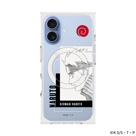 プレミアムスクエアケース with MagSafe［ NARUTO -ナルト- 疾風伝 - うずまきナルト - 線画 ］