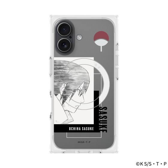 プレミアムスクエアケース with MagSafe［ NARUTO -ナルト- 疾風伝 - うちはサスケ - 線画 ］