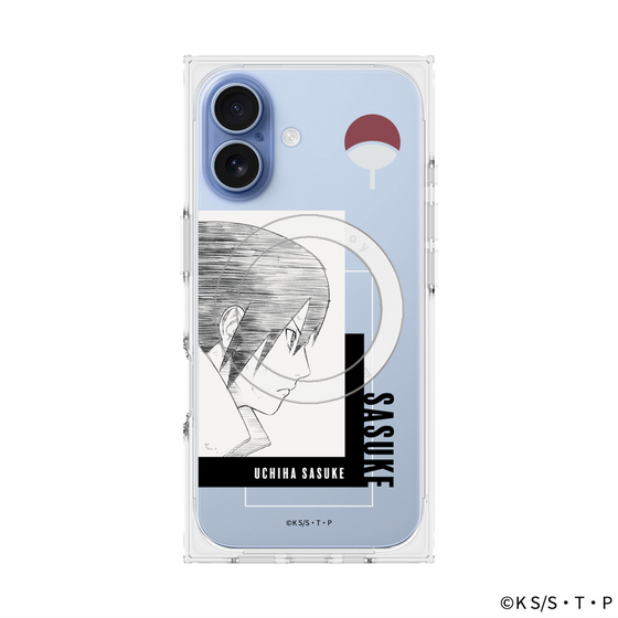 プレミアムスクエアケース with MagSafe［ NARUTO -ナルト- 疾風伝 - うちはサスケ - 線画 ］