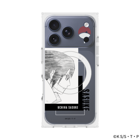プレミアムスクエアケース with MagSafe［ NARUTO -ナルト- 疾風伝 - うちはサスケ - 線画 ］