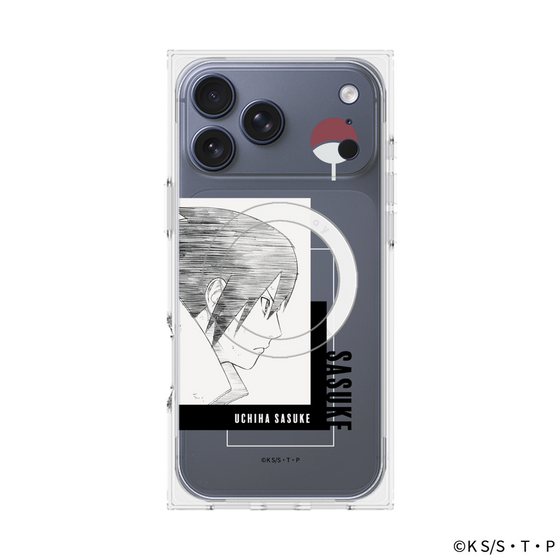 プレミアムスクエアケース with MagSafe［ NARUTO -ナルト- 疾風伝 - うちはサスケ - 線画 ］