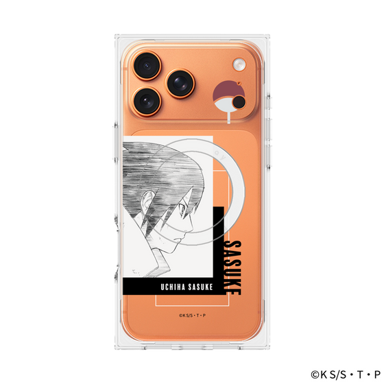 プレミアムスクエアケース with MagSafe［ NARUTO -ナルト- 疾風伝 - うちはサスケ - 線画 ］