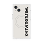プレミアムスクエアケース with MagSafe［ 1PIU1UGUALE3 - ロゴ vertical - ホワイト ］